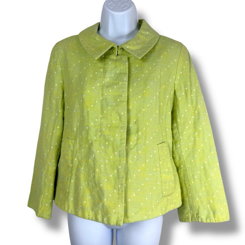 AKRIS Punto Jacket Womens 8 Green White Quiet Luxury Old Money Church Modest